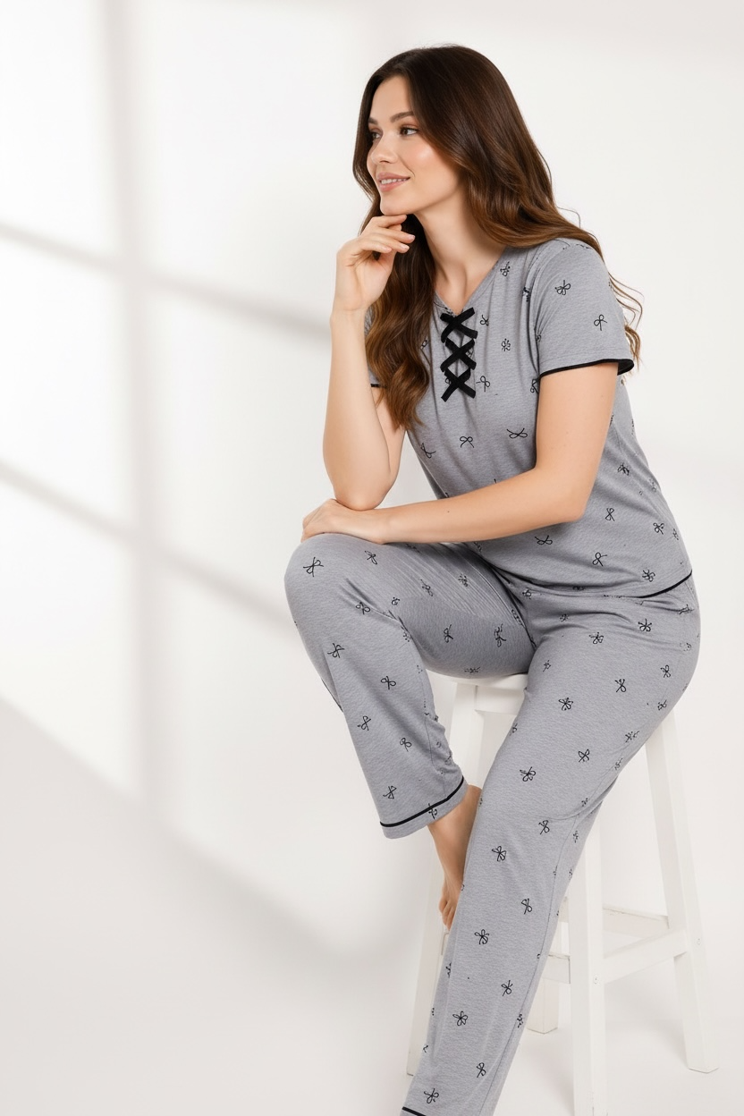 Gray Bow Pyjama