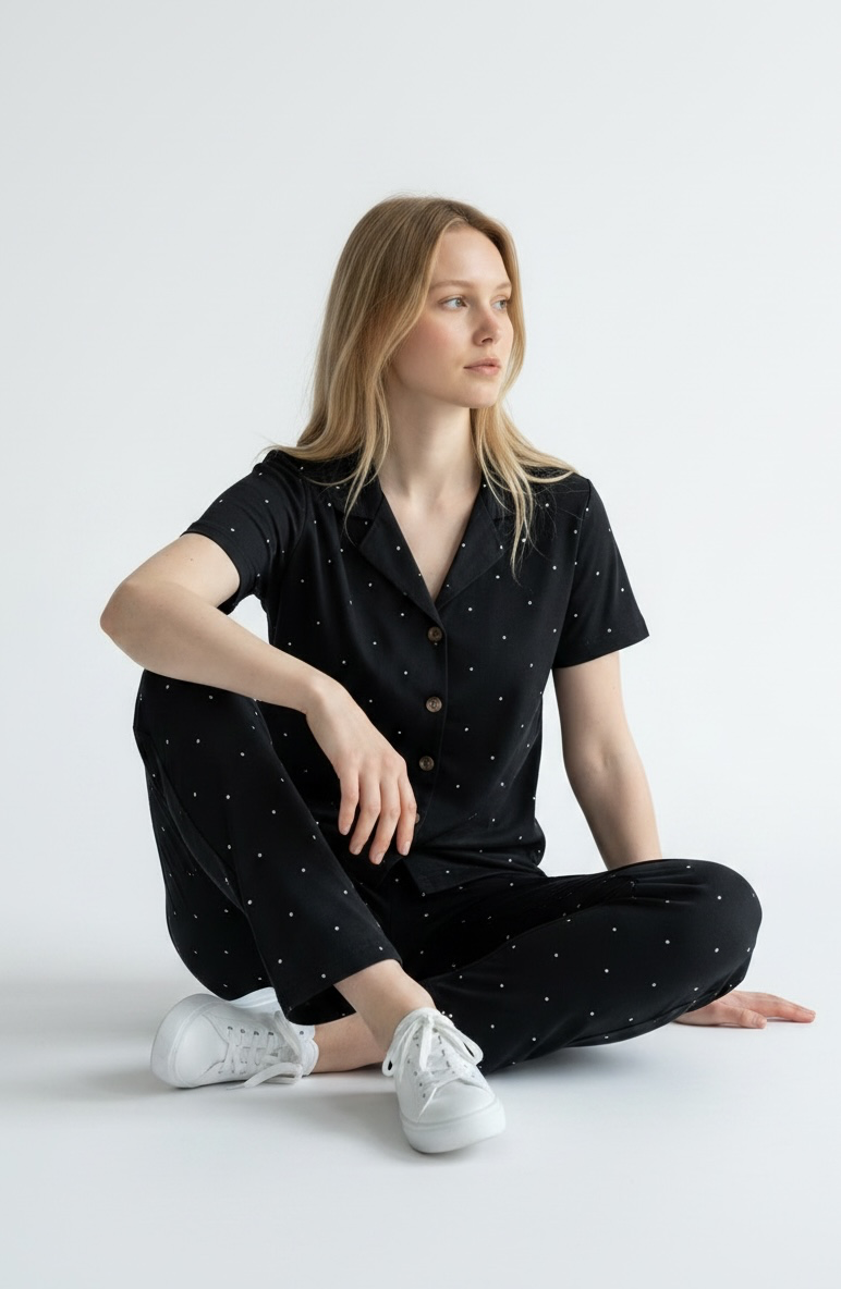 dots Button-up Pyjama